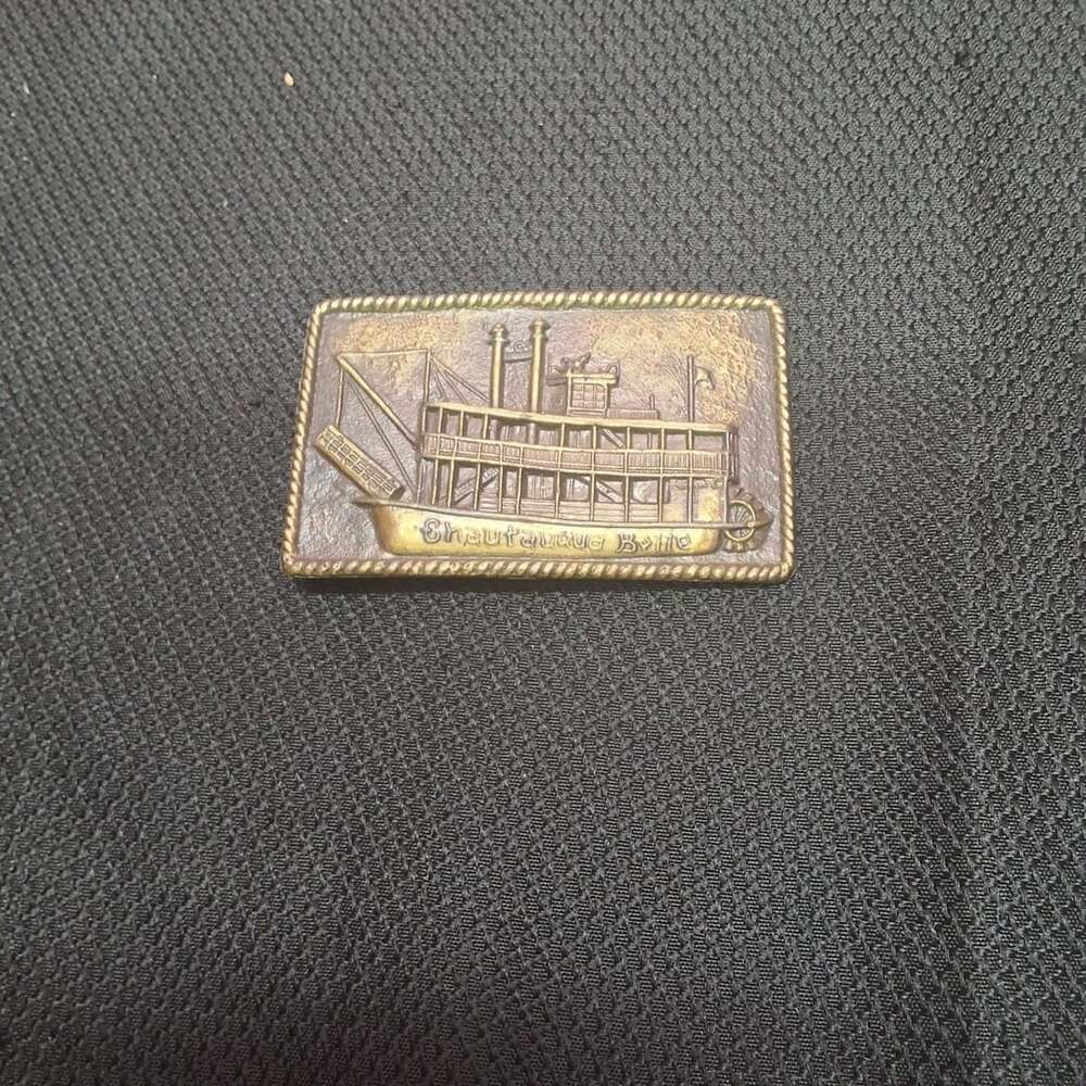 Vintage Chautauqua Belle Steamboat Brass Belt Buckle